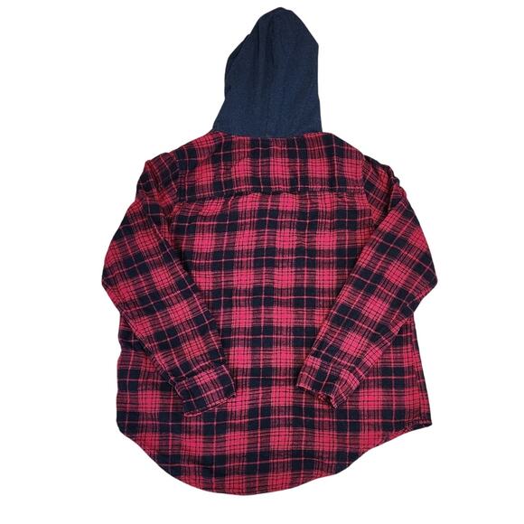 Time And Tru Flannel Shirt with Sweatshirt Hood Women's Size Medium - Picture 2 of 7